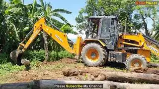 Escorts Dozer Pushing Down Wood Pole | Backhoe Cleaning Land for Home Construction