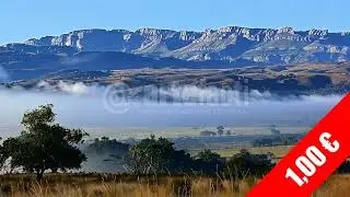 Foggy Savanna with Distant Plateau &mdash; HD Landscape Stock Footage