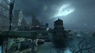 Dishonored Ambience | Clavering Boulevard Rainy Bridge View Under Moonlight | Ambient | 1440p | ASMR