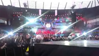 Muse  in Manchester. Fire in centre of stage