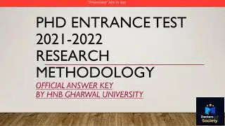 PhD entrance exam 2021-2022 || official answer key|| research methodology