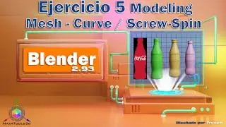 Blender, Ejercicio 5 Modeling.  Mesh /Curve - Screw/Spin