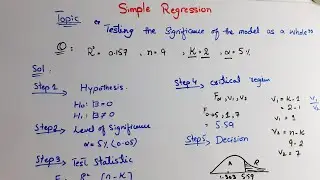 Testing of model as a whole || Regression || F-Test