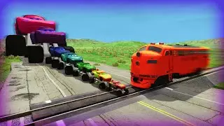 Lightning McQueen vs Crazy Train 🚂 Locomotive Against Giant Cars 🔥 BeamNG.Drive