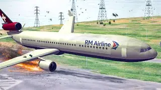 Emergency Landings ON THE ROAD - Lost Control ! Airplane Crashes ! Besiege plane crash