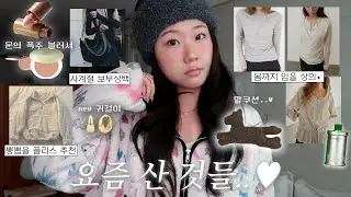 Haul♥︎ 요즘 새롭게 구매한 것들 | 시즌오프 세일템, 봄까지 입을 티, 블라우스, 플리스 추천,  new 멀멀 블러셔.zip, 향 좋은 바디템, 겨울 아이템, 귀걸이