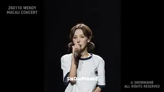 [4K] 260110 WENDY ‘THE ROAD’ FANCAM @ MACAU DAY 1