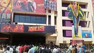 Kranti movie first day first show Celebration Darshan fans craze in #hubli Apsara and sudha cinemas🔥