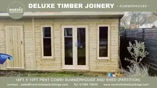 18ft x 10ft Pent Combi Summerhouse Shed with Deluxe Timber Joinery