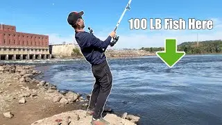 Catching a 100lb Sturgeon at SAUK DAM on the Wisconsin River!! (New PB)!!