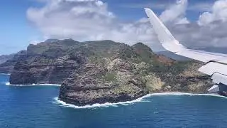 Beautiful scenic landing at Lihue airport kauai Hawaii