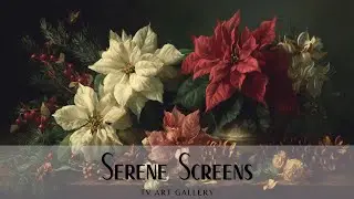 Cozy Vintage Christmas TV Art Screensaver | Festive Poinsettia Flowers| 4K Fine Art for TV