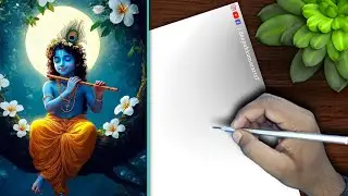 How to Draw Cute Little Krishna Outline Drawing || Outline Drawing of Shree krishna ||