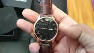 BINGER Men's Wrist Watch With Brown Leather Strap B-3037M-1B
