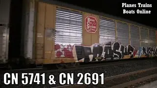 CN 5741 & CN 2691 Locomotives Manifest Train Strathroy Sub