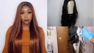 DYING MY 24 INCH 6*6 CLOSURE WIG COPPER BROWN + INSTALL X ALIPEARL HAIR