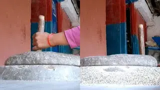 Grinding local daal on a traditional hand mill || hello sulululu 😁😁😁 || @saaileegrg9578 