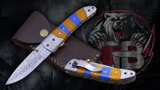 DAMASCUS STEEL CUSTOM HANDMADE FOLDING/POCKET KNIFE 8