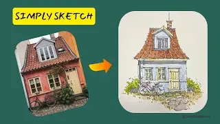 How To Draw and Paint a Tiny House and Lady Bird Cycle : Easy Step-by-Step Sketching Process!