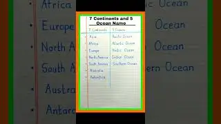 Continents and ocean name | 7 Continents and 5 Ocean Name in english | #7continentsname  #5oceanname