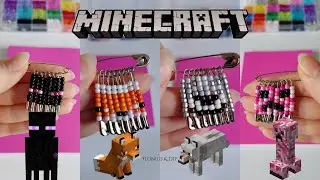 4 Minecraft mobs, 1 awesome charm set! How to Make a Bag Charms | Enderman, Fox, Wolf, Pink Creeper