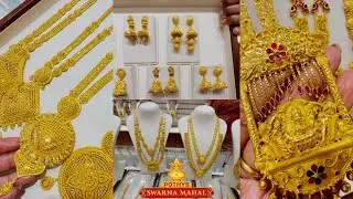 Pothys Swarnamahal 3 To 6 Savaran Gold Haram Designs | Pendant Haram 3 Step Gold Jimiki Design