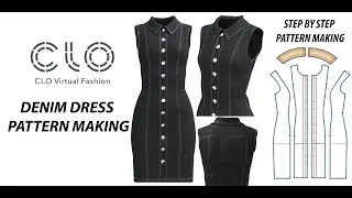 How to Make a Denim Dress Pattern in CLO3D | Step by Step Tutorial #clo3d #patternmaking #denimdress