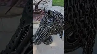 Metal horse sculpture
