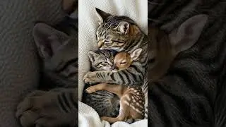 A Mother Cat Protects Every Little One in Her Loving Embrace #cats #motherhood #pets