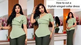 How to cut a stylish winged collar blouse with asymmetric Hemline 