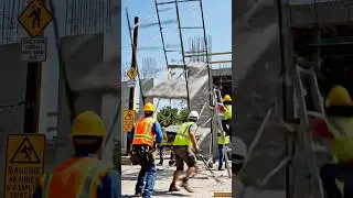 Scaffold Collapse Nearly Hits Construction Workers‼️😬 #viralvideo #constructionaccident #fail