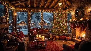 🔥11 HOURS+ Cozy Rustic Christmas Cabin Ambience | Fire + Soft Jazz + Snowfall Perfect TV Screensaver