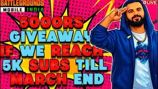 5000 RS GIVEAWAY ON 5k SUBS SO SHARE AND SUBSCRIBE/bgmi4.2 update /#bgmi   @BattlegroundsMobile_IN ​