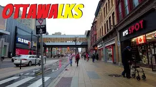Halloween evening walk through Downtown Ottawa's Rideau Street from Rideau River to Parliament 2021