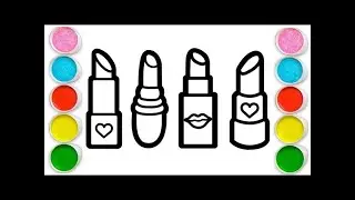 How to draw lipstick with rainbow for kids ? Coloring for kids.