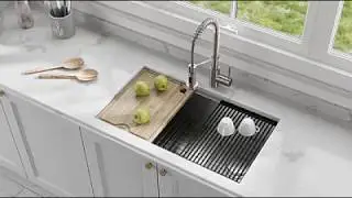 KRAUS KWU110-32-Kore Workstation 32 Undermount 16 Gauge Stainless Steel Single Bowl Kitchen Sink