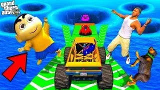 Shinchan and Franklin Tried Impossible Deepest Water Spiral Road Parkour Challenge in GTA 5