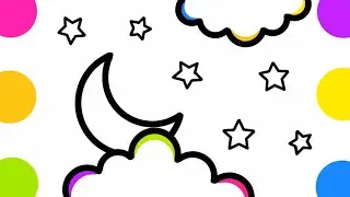How to draw the moon and stars | Coloring pages for kids