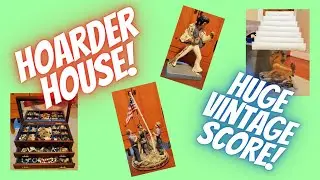 Hoarder House Estate Sale I WAS FIRST! HUGE VINTAGE HAUL SCORE! thrift with me ebay antique booth