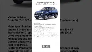 New Hyndai create SX 1.5 turbo DCT 2025 #carwala