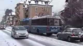 Trolleybuses in the snowy Switzerland