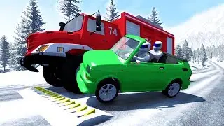 HIGH SPEED SPIKE STRIP CRASHES AND DUMMY EJECTIONS - BeamNG Drive Crash Test Compilation Gameplay