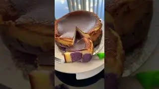 Burnt Taro Cheesecake ☕️  #shorts #asmr #satisfying #asmrsounds #delicious #coffee #dessert