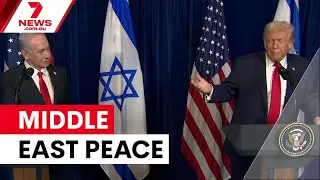 Trump meets Netanyahu to push Middle East peace plan | 7NEWS