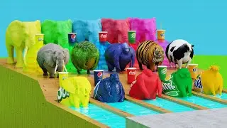 Choose Right Drink with Elephant Gorilla Cow Lion Dinosaur Wild Animals Games Fountain Crossing Game
