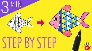 How to Draw a Coral Fish | Drawing Colorful Fish | Easy Slow Fun Tutorial for Kids | OKIDOKIDS