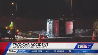 Two vehicle accident on West Ridge Road ends in roll over for one driver
