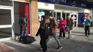 Saxophone Busker in Cleveleys, near Blackpool