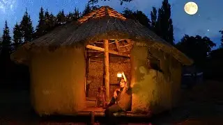 2 Days Camping in the Mud and Straw Shelter | Campfire Cooking | Natural Crafts | Wild Food | Dog 🐕