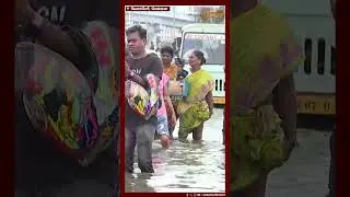 வெள்ளத்தில் சைக்கிளை தள்ளி கொண்டு பொருட்களை சுமந்து செல்லும் நபர் | Chennai Rains | Newstamil